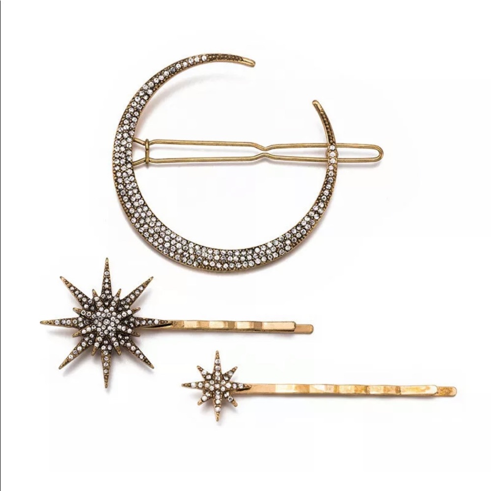 Sexy Set Star & Moon Snowflake Rhinestone Hairpin - Picture 5 of 8
